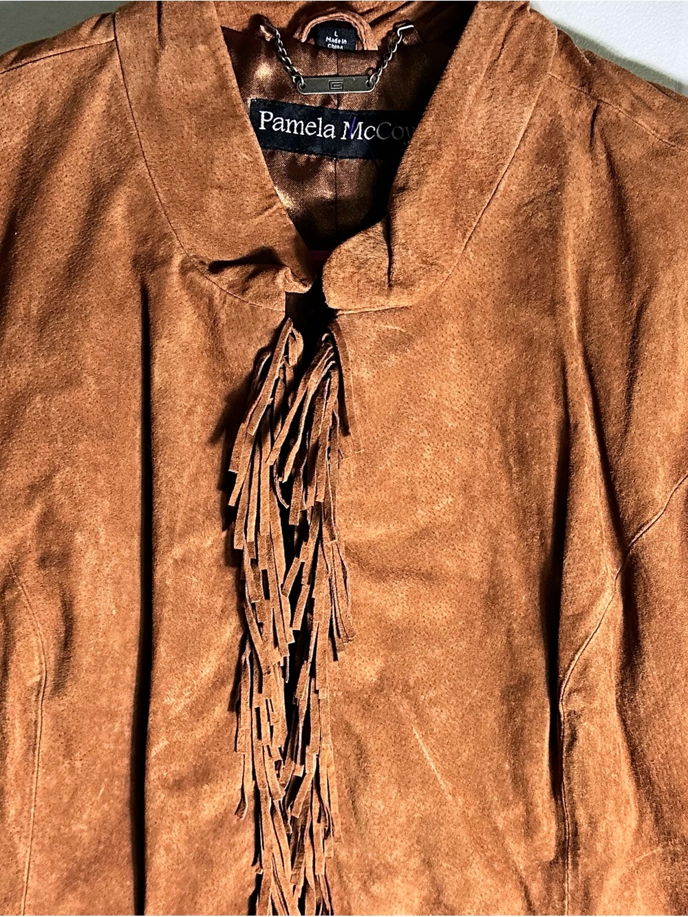 Pamela McCoy Brown Suede Fringe Jacket